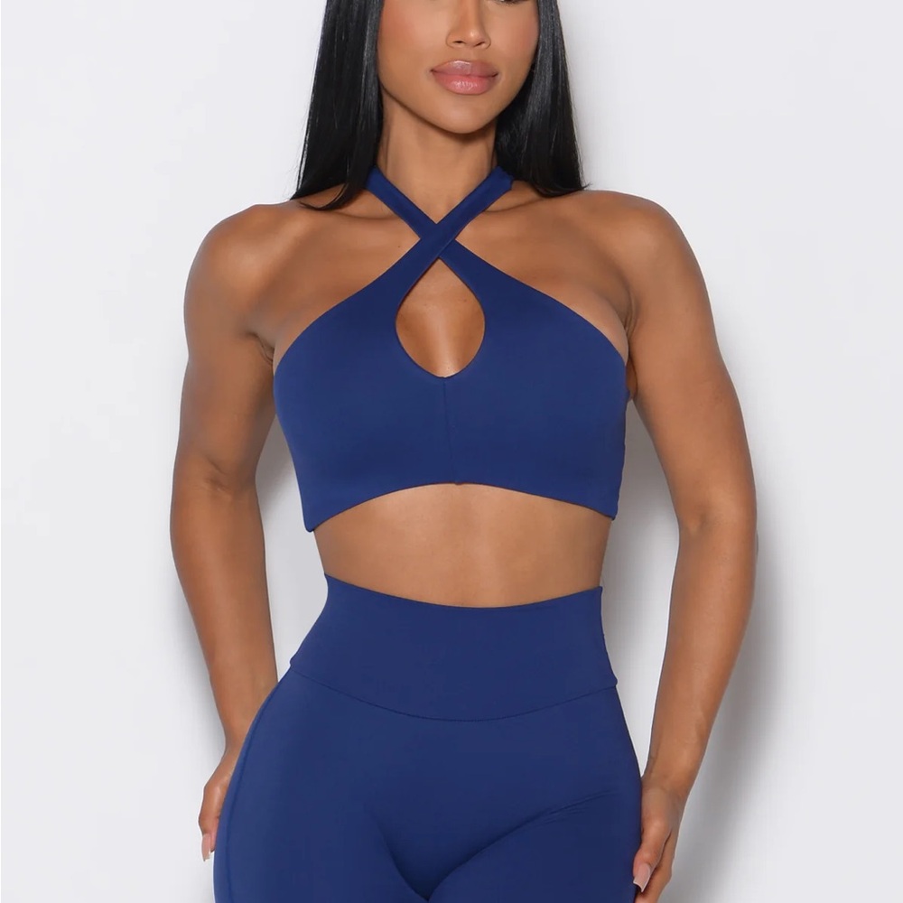 Bombshell Blue Halter Sports Bra